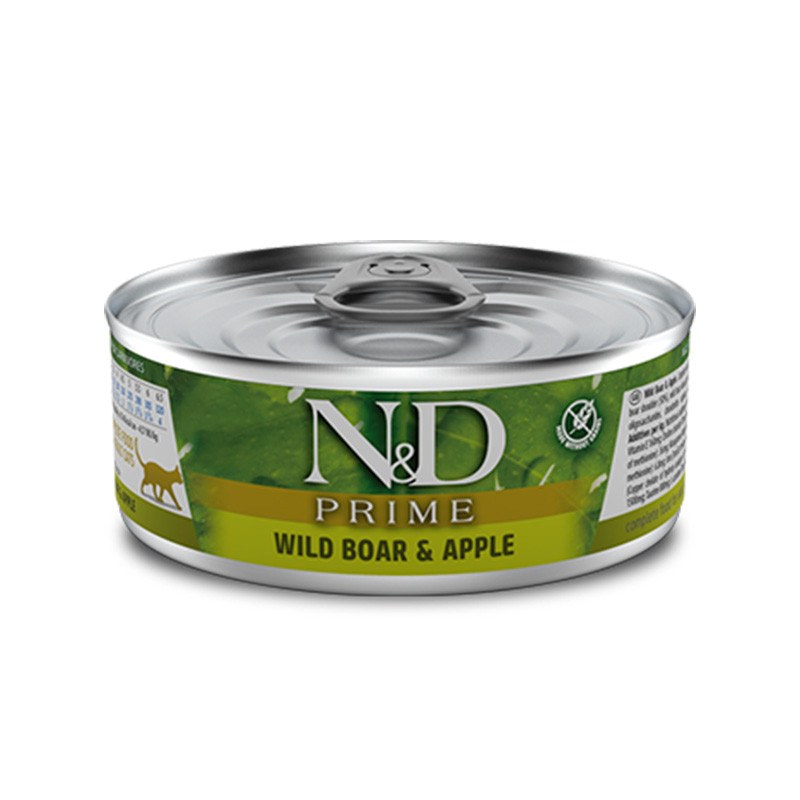N&D Prime Gato Adulto Jabali y Manzana Húmedo 70gr