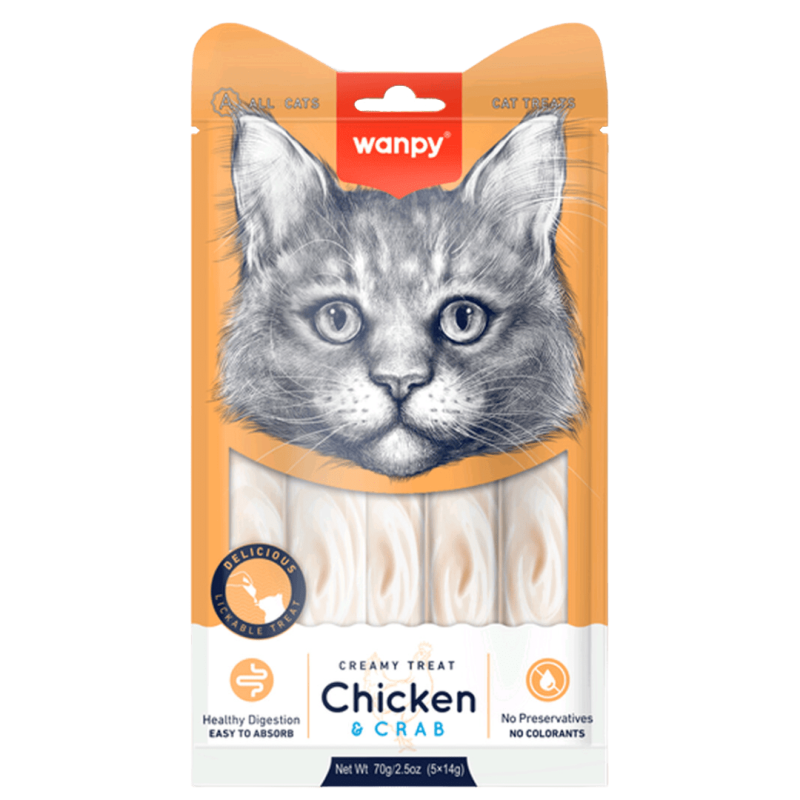 Wanpy CREAMY LICKABLE TREAT - CHICKEN & CRAB 70 gramos Wanpy CREAMY LICKABLE TREAT - CHICKEN & CRAB 70 gramos