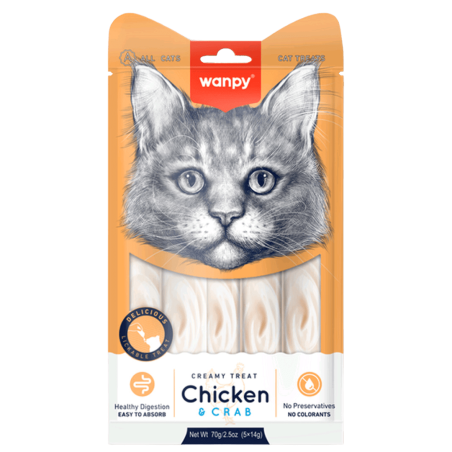 Wanpy CREAMY LICKABLE TREAT - CHICKEN & CRAB 70 gramos