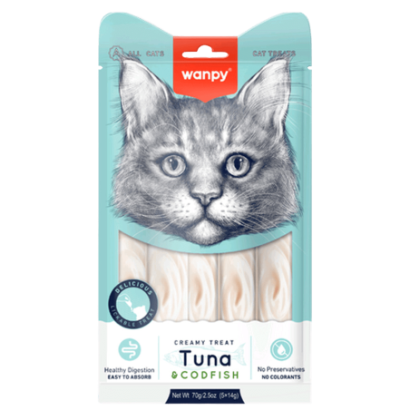 Wanpy CREAMY LICKABLE TREAT - TUNA & CODFISH 70 gramos
