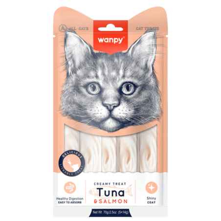 Wanpy CREAMY LICKABLE TREAT - TUNA & SALMON 70 gramos