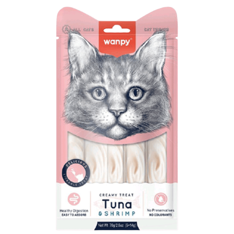 Wanpy CREAMY LICKABLE TREAT - TUNA &SHRIMP 70 gramos Wanpy CREAMY LICKABLE TREAT - TUNA &SHRIMP 70 gramos
