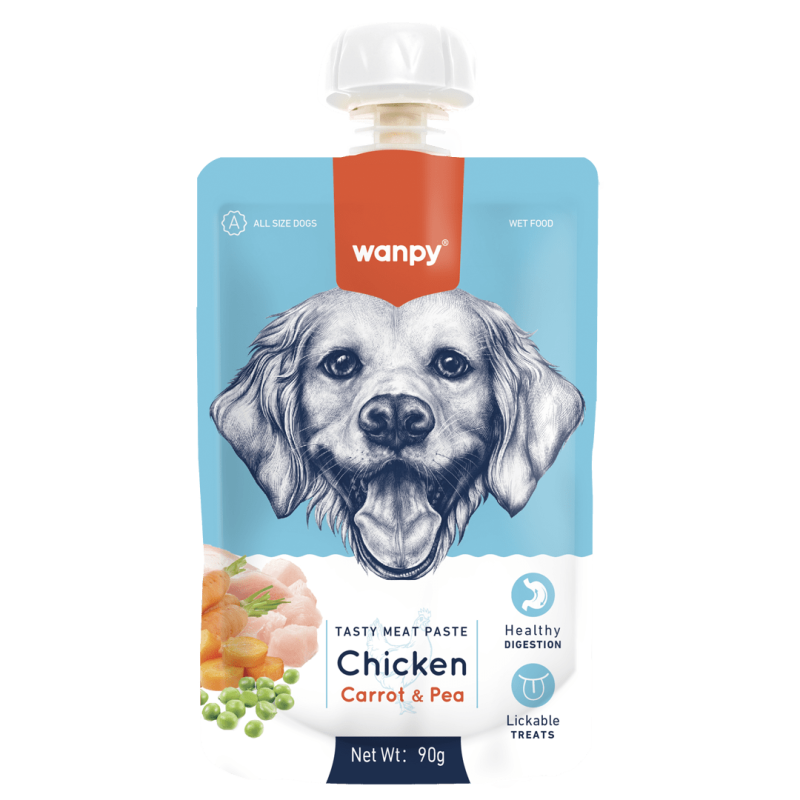 Wanpy TASTY MEAT PASTE: CHICKEN + CARROT & PEA 90 gramos Wanpy TASTY MEAT PASTE: CHICKEN + CARROT & PEA 90 gramos