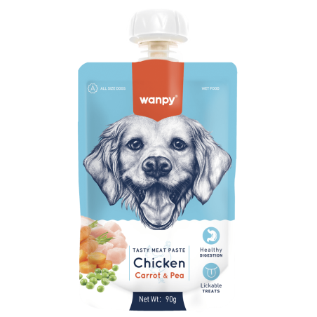 Wanpy TASTY MEAT PASTE: CHICKEN + CARROT & PEA 90 gramos