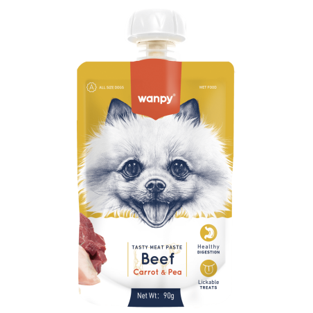 Wanpy TASTY MEAT PASTE: BEEF + CARROT & PEA 90 gramos
