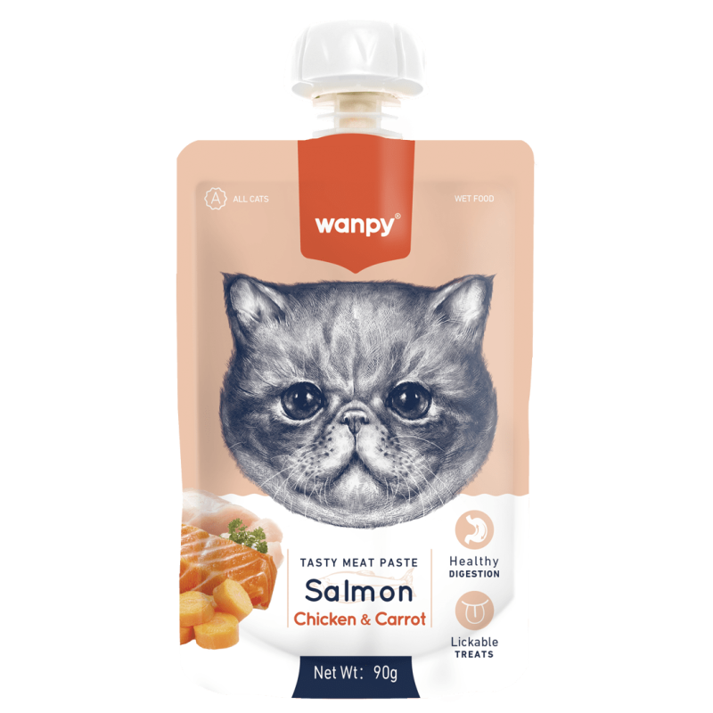 Wanpy TASTY MEAT PASTE: SALMON + CHIKEN & CARROT 90 gramos Wanpy TASTY MEAT PASTE: SALMON + CHIKEN & CARROT 90 gramos