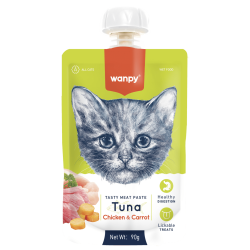 Wanpy TASTY MEAT PASTE: TUNA + CHICKEN & CARROT 90 gramos