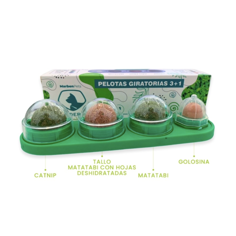 Pelotas giratorias 3 + 1 Catnip Pelotas giratorias 3 + 1 Catnip