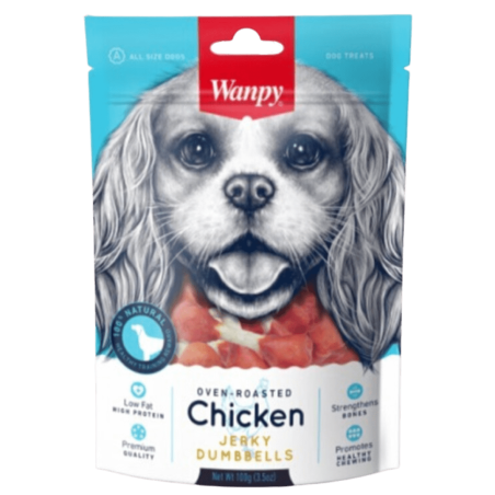 Wanpy CHICKEN JERKY DUMBBELLS 100 gramos