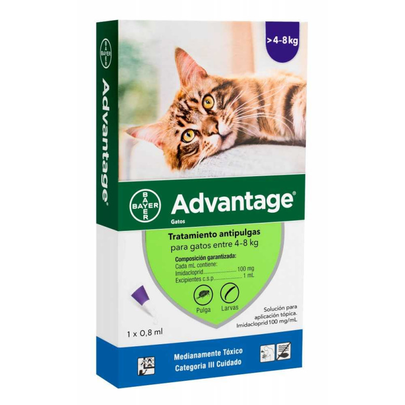 Advantage pipeta antipulgas para gatos de 4 hasta 8 kg
