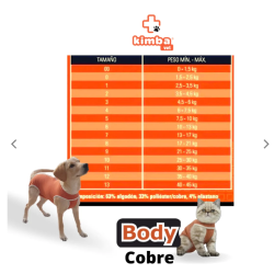 Kimba Vet Body Cobre Miembros Posteriores Talla 00 (0 a 1.5kg)