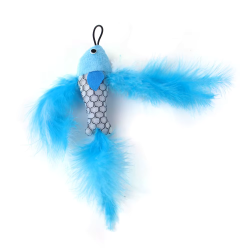 Juguete para gatos pez con plumas
