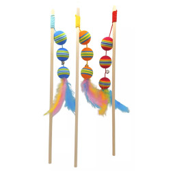 Varilla juguete para gatos con 3 pelotas y plumas