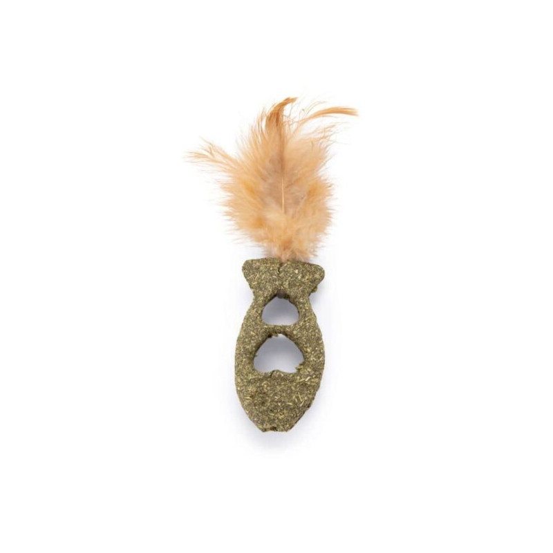 Juguete de hierba gatera con plumas