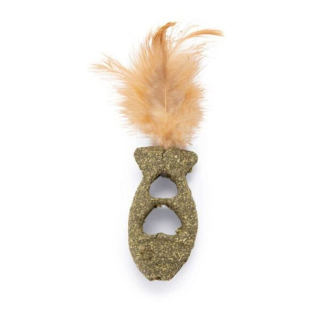 Juguete de hierba gatera con plumas