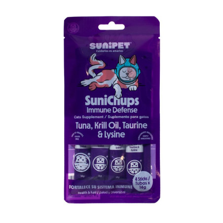 SuniChups Inmune Defense - Snack funcional para gatos 56gr
