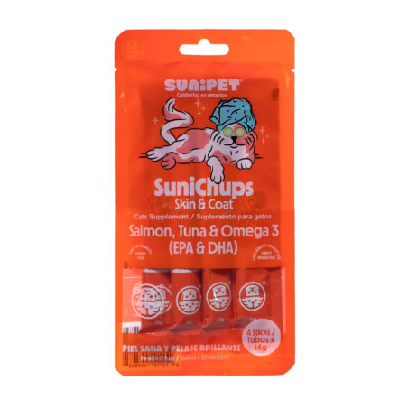 SuniChups Skin & Coat - Snack funcional para gatos 56gr
