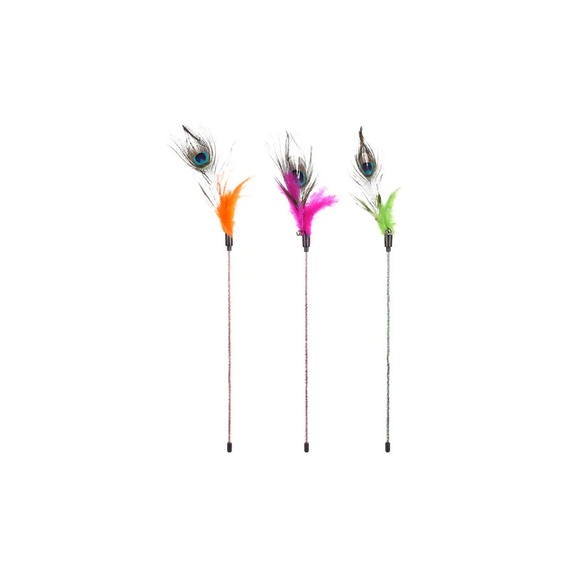 Varilla juguete interactiva para gatos con plumas