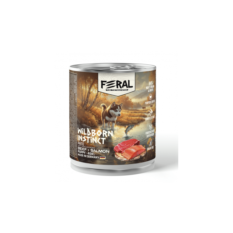 Feral Alimento Humedo Perro Cachorro Carne Vacuno y Salmon 400 gr