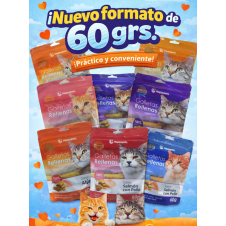 Snack Galletas Rellenas sabor Salmón con Pollo y Catnip