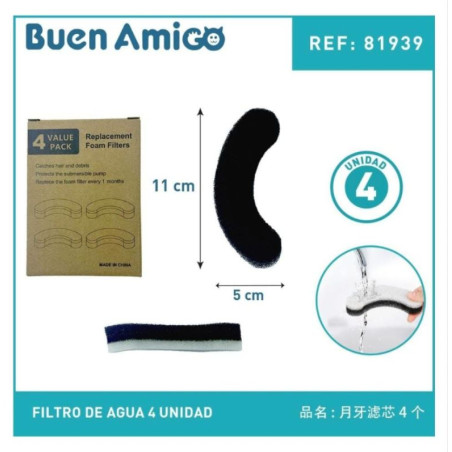 Filtro para Fuente de Agua Media Luna 4 unidades