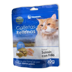Snack Galletas Rellenas sabor Salmón con Pollo y Catnip