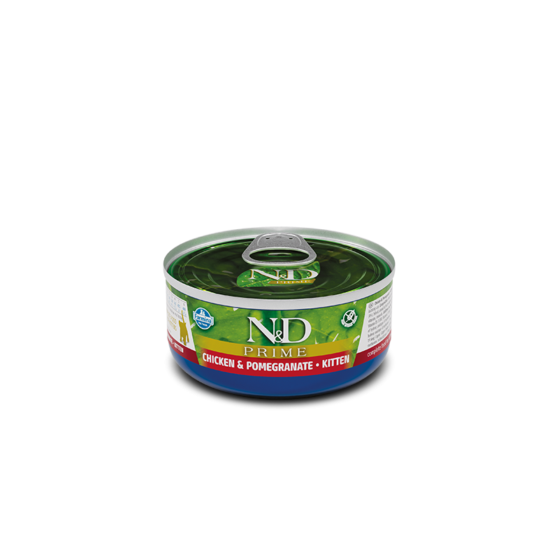 N&D Prime Feline Pollo & Granada gatito (kitten) lata 80gr N&D Prime Feline Pollo & Granada gatito (kitten) lata 80gr