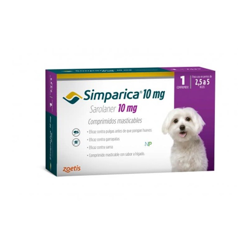 Simparica 10mg (2.5 a 5kg) 1 comprimido Simparica 10mg (2.5 a 5kg) 1 comprimido