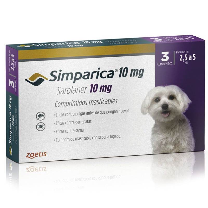 Simparica 10mg (2.5 a 5 kg) 3 comprimidos Simparica 10mg (2.5 a 5 kg) 3 comprimidos