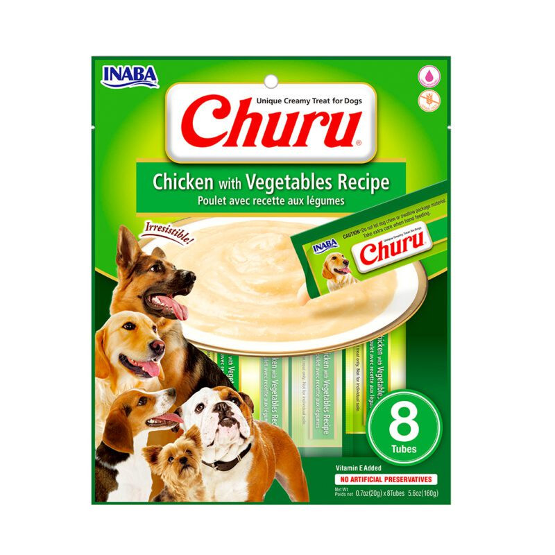Dog Churu de pollo con vegetales (8 tubos)