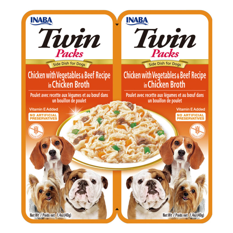 Inaba Dog Twin Packs de pollo con vegetales y carne en caldo de pollo (80gr)