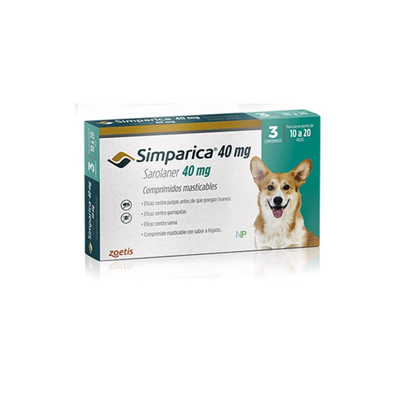 Simparica 40mg (10 a 20kg) 3 comprimidos Simparica 40mg (10 a 20kg) 3 comprimidos